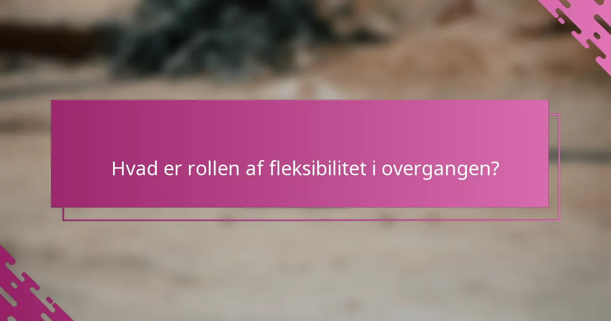 Hvad er rollen af fleksibilitet i overgangen?