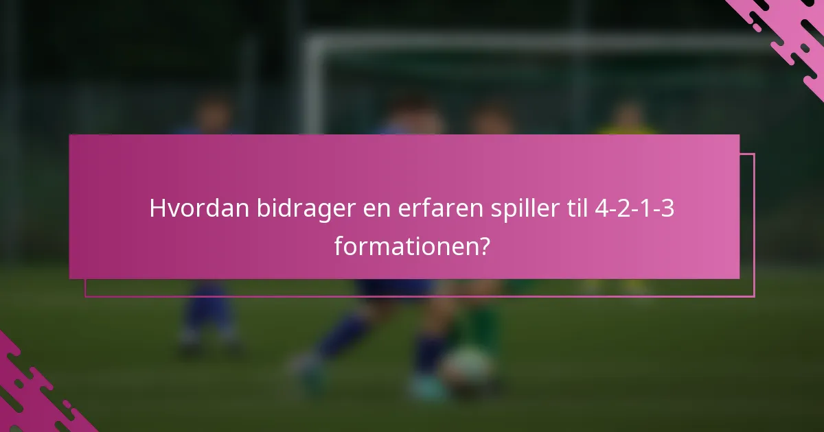 Hvordan bidrager en erfaren spiller til 4-2-1-3 formationen?